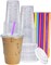 [16 oz. - 100 Count Clear Cups with Flat Lids & Straws - Disposable Clear Drinking Cups for Iced Coffee, Cold Drinks, Milkshakes, and Smoothies - Formerly Comfy Package